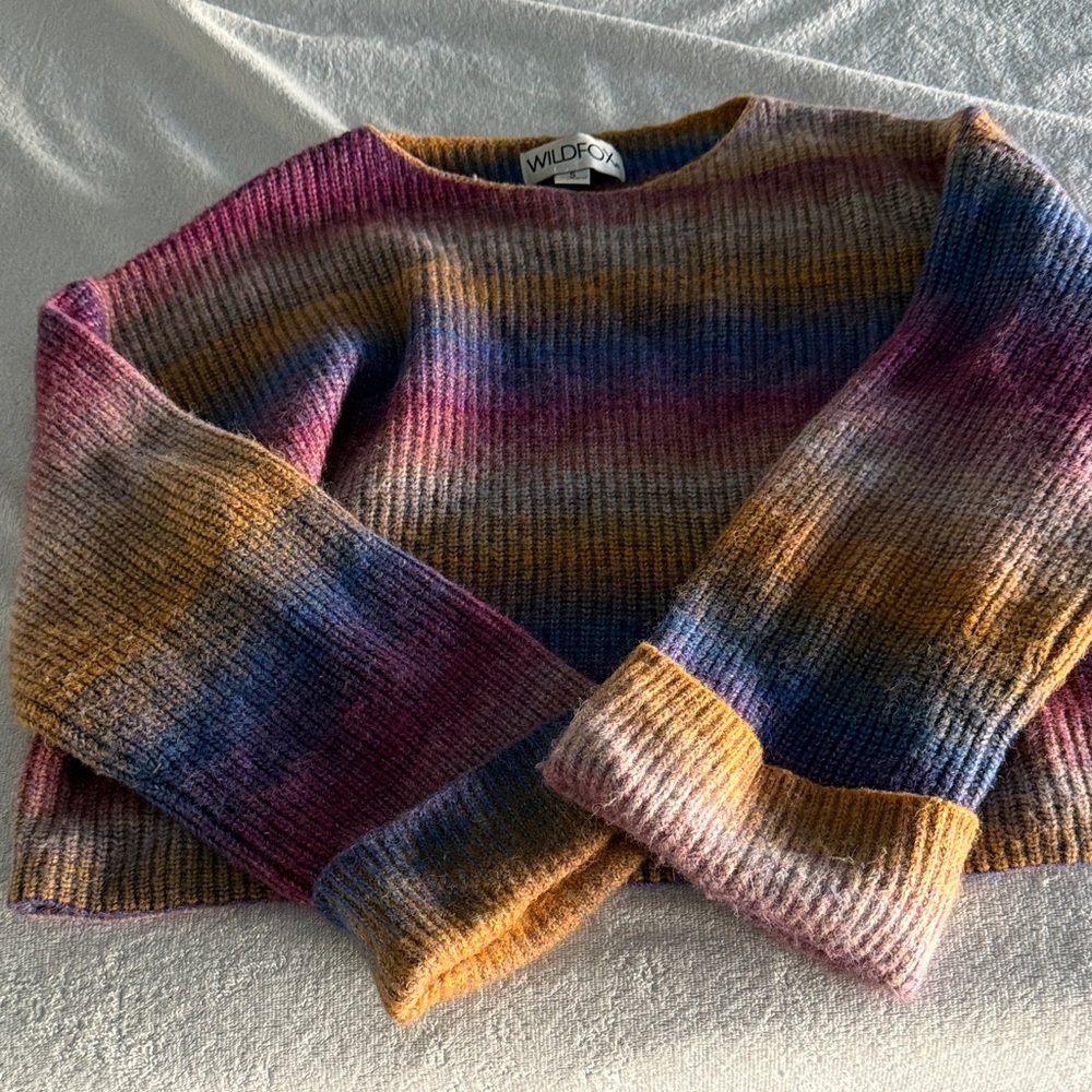 Wildfox Vibrant Striped Crew Neck Sweater